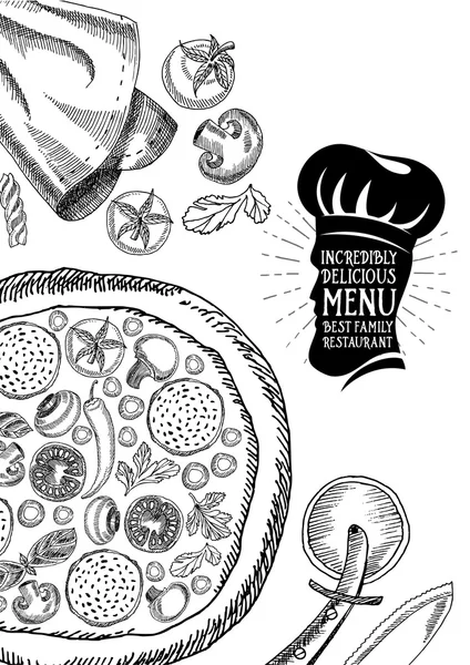 Pizza ristorante menu modello di design — Vettoriale Stock