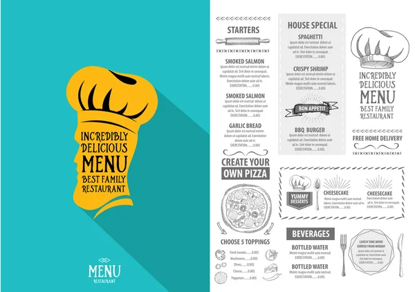 Restaurant menu template ontwerp — Stockvector