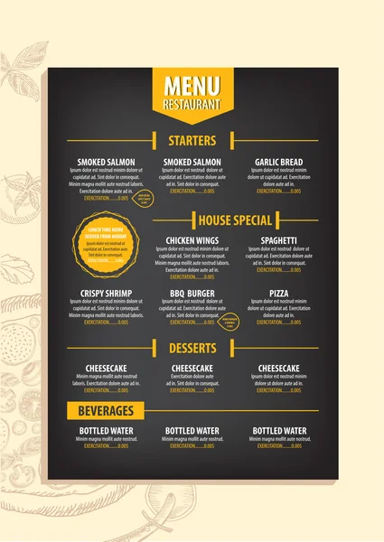 Szablon menu restauracji — Wektor stockowy