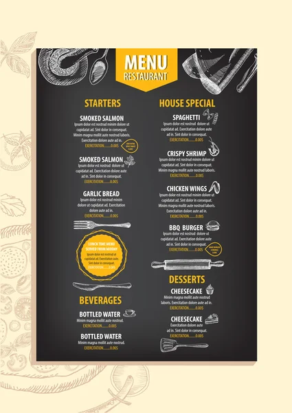 Templat menu restoran - Stok Vektor