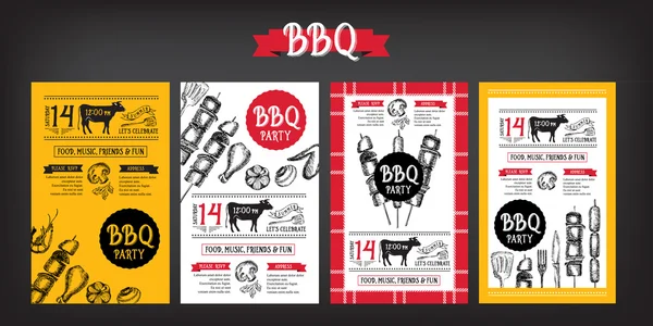 BBQ mall menyn broschyrer — Stock vektor