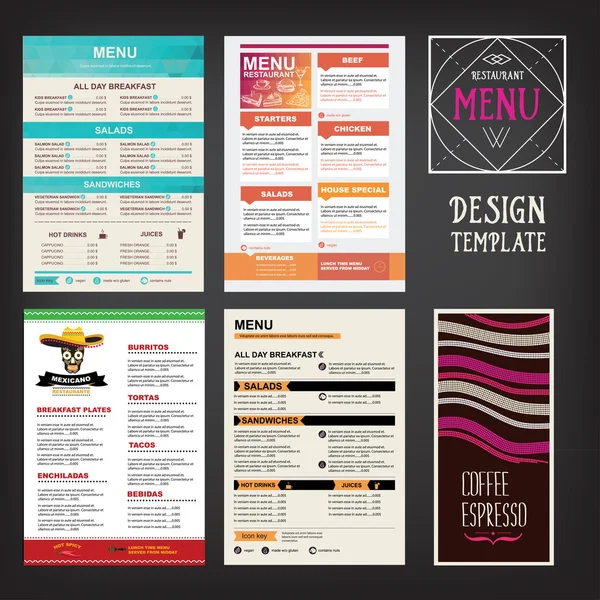 Folletos de menú de restaurante — Vector de stock