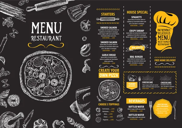 Návrh šablony menu restaurace Stock Ilustrace
