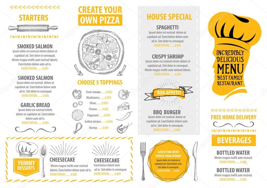 italian restaurant menu template design stock vector marchi