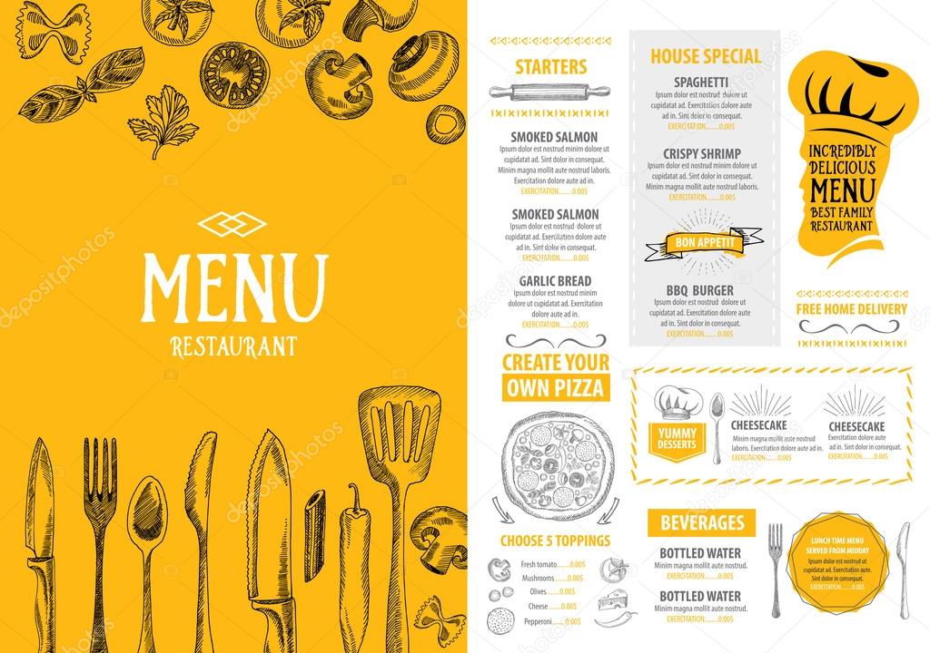 Italian restaurant menu template design. Food flyer.