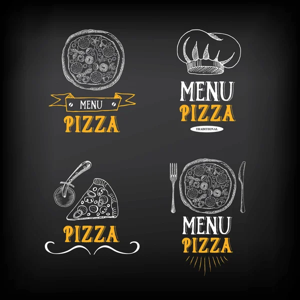Emblemas restaurante menu pizza — Vetor de Stock
