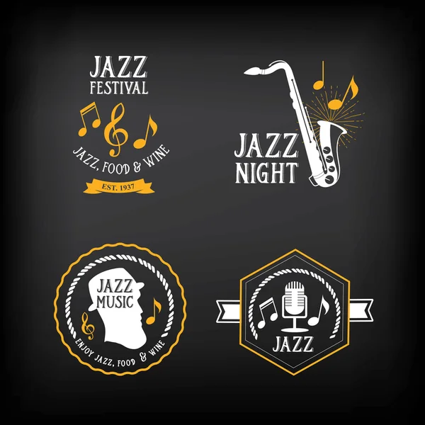 Jazz logotipo da festa de música —  Vetores de Stock