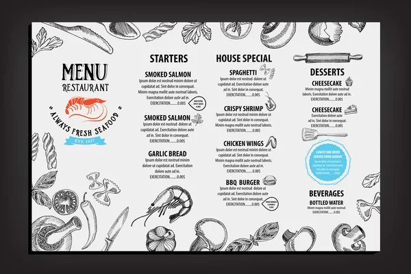 Restaurant café menu — Stockvector