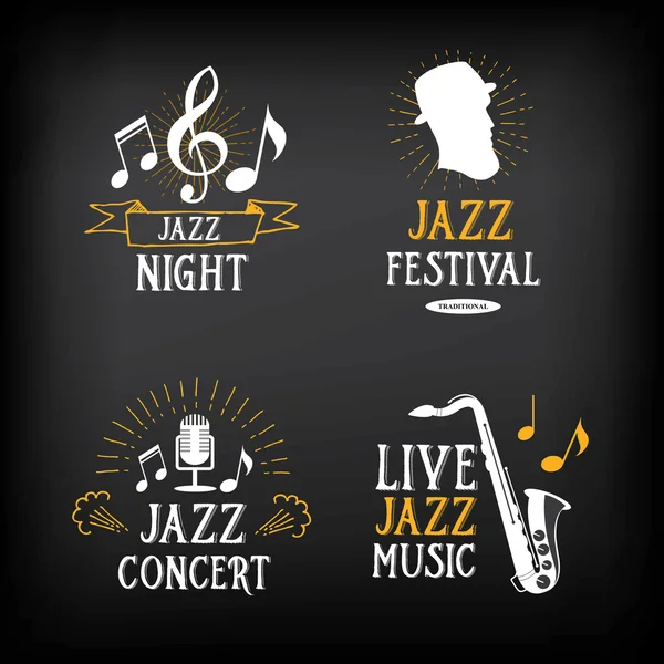 Jazz música fiesta logo — Vector de stock