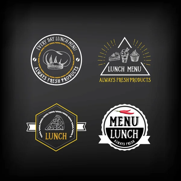 Logo menu makan siang dan lencana - Stok Vektor