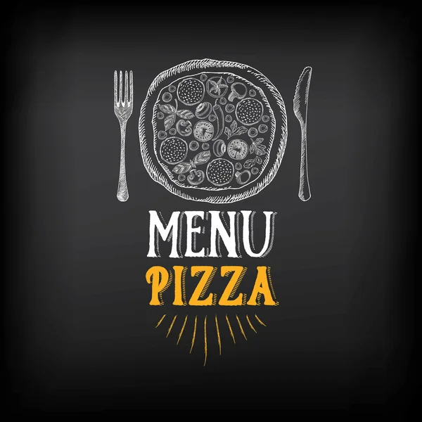 Piza menu restoran lencana - Stok Vektor
