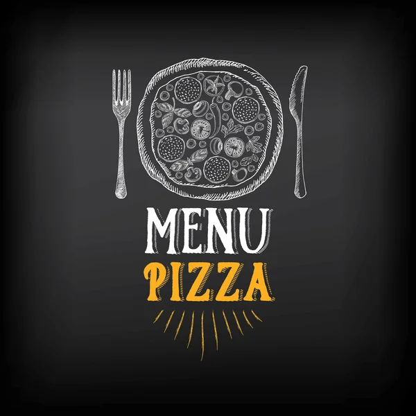 Pizza meny restaurang emblem — Stock vektor