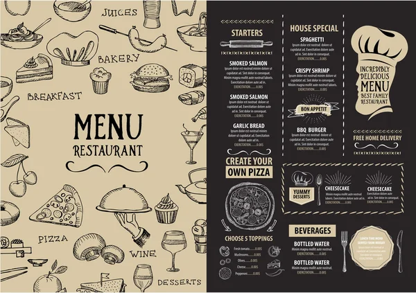 Menú cafetería restaurante — Archivo Imágenes Vectoriales