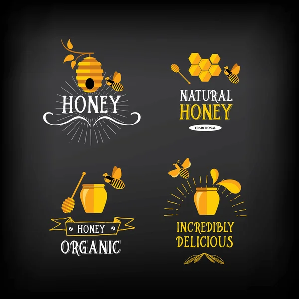 Distintivo e etichetta miele — Vettoriale Stock