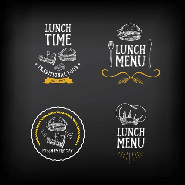 Logotipo do menu de almoço e crachá — Vetor de Stock