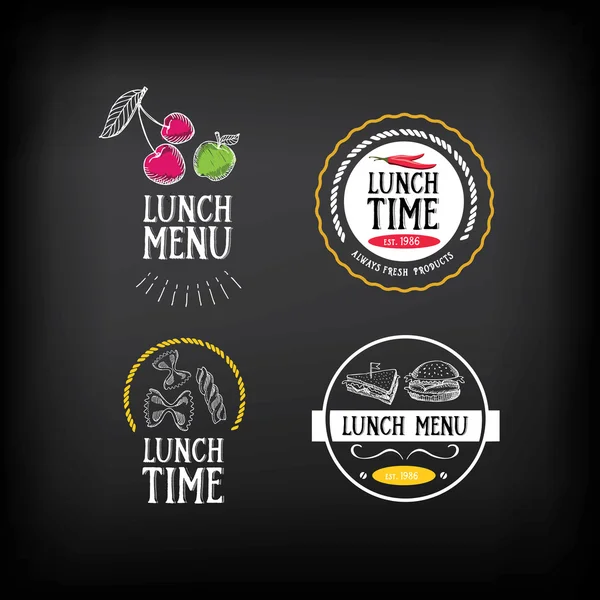 Logotipo y distintivo del menú del almuerzo — Vector de stock