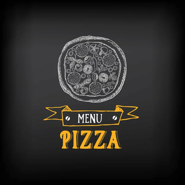 Pizza meny restaurang emblem — Stock vektor