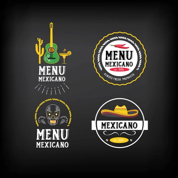 Menu logo mexicain et badge — Image vectorielle