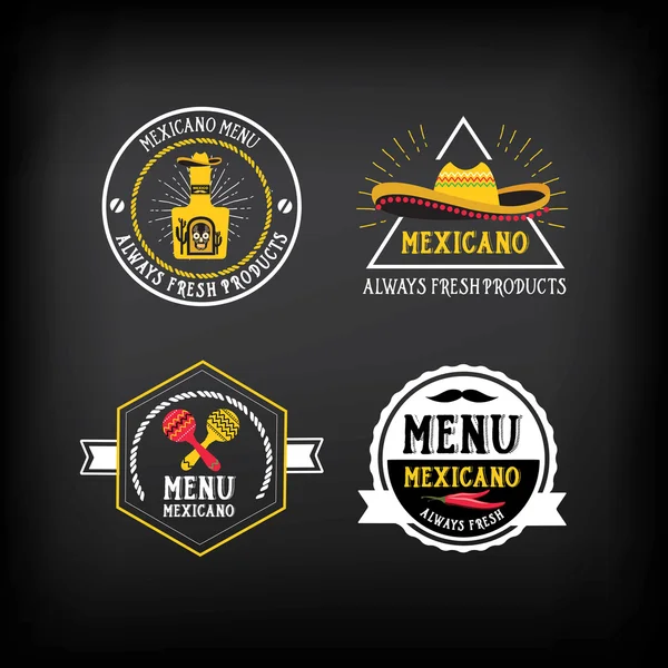 Menu logotipo mexicano e crachá — Vetor de Stock