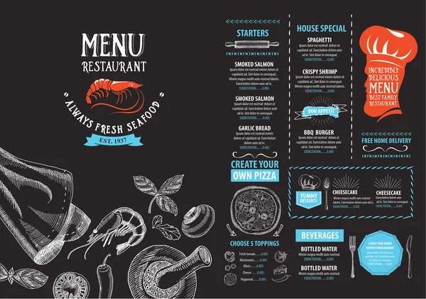 Menu restoran kafe - Stok Vektor