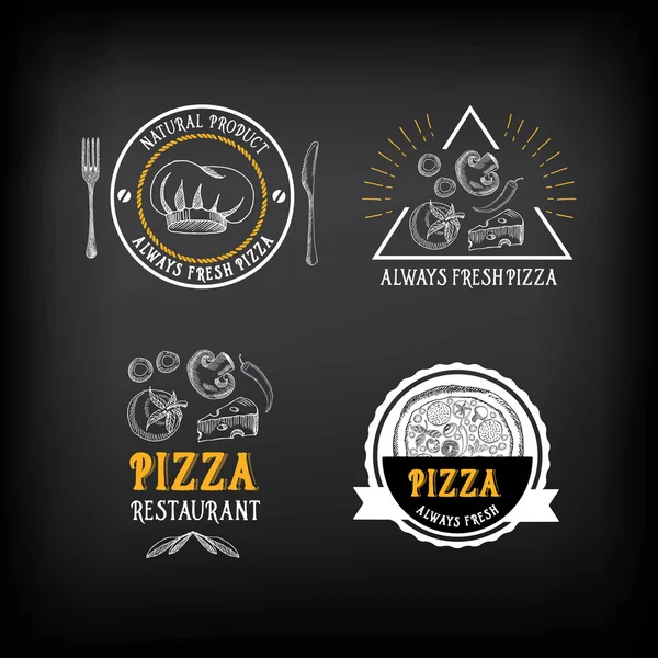 Pizza menú restaurante insignias — Vector de stock