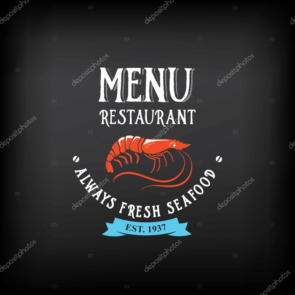 Seafood menu and badges design elements.