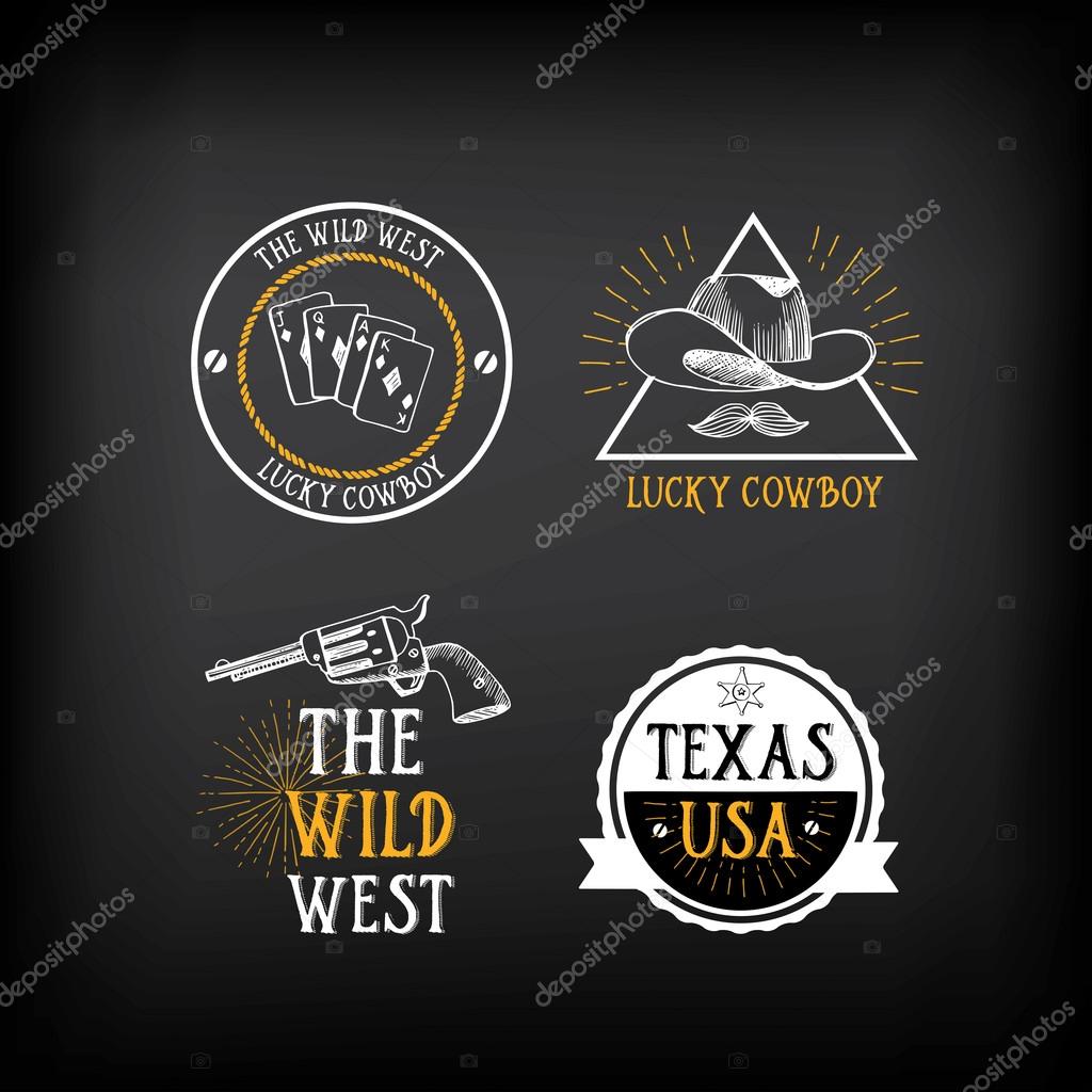 Wild west badges design. Vintage western elements