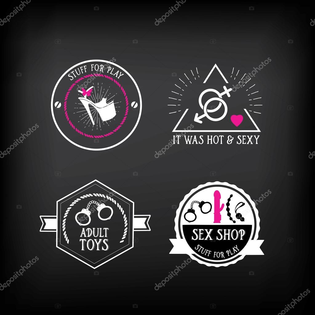 Sex shop logo and badge design. Vector illustration