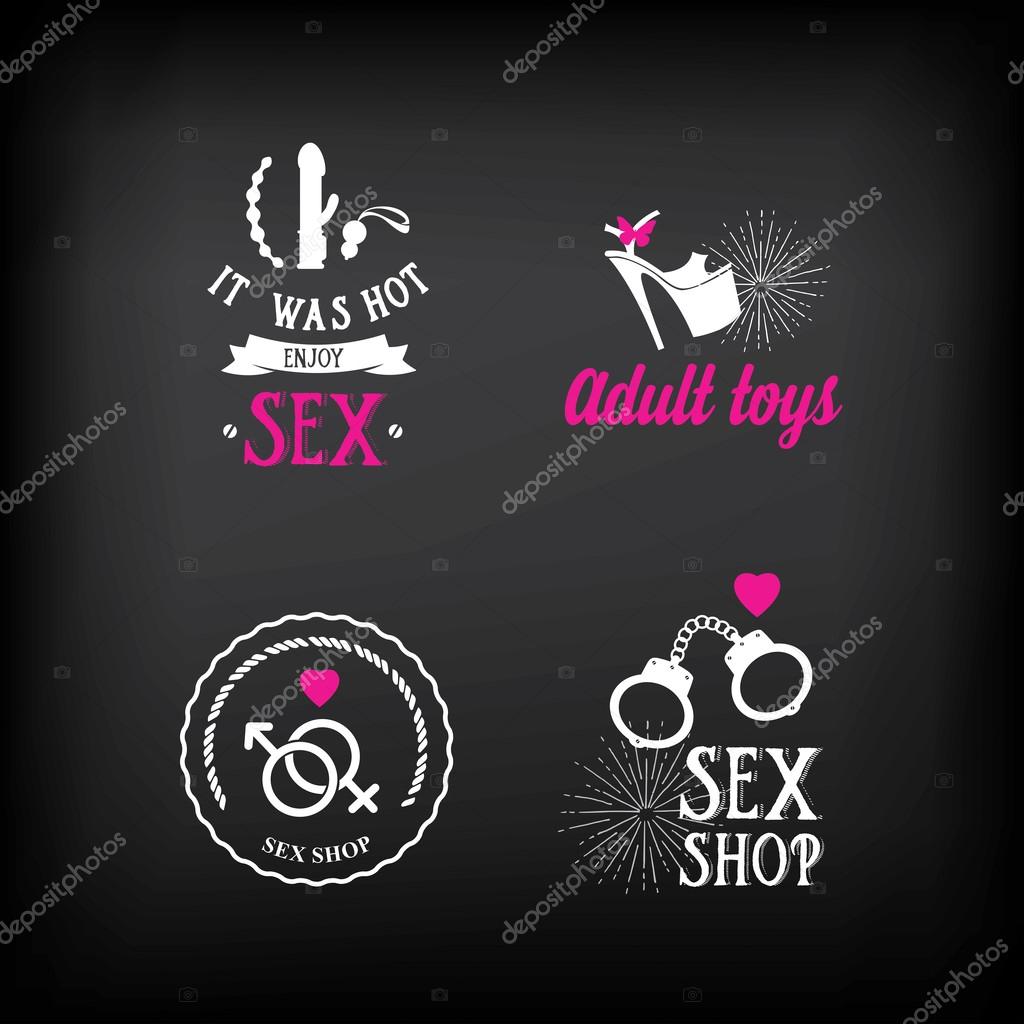 Sex shop logo and badge design. Vector illustration