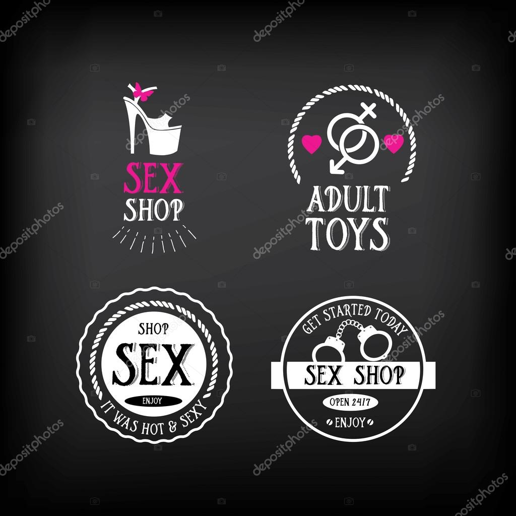 Sex shop logo and badge design. Vector illustration