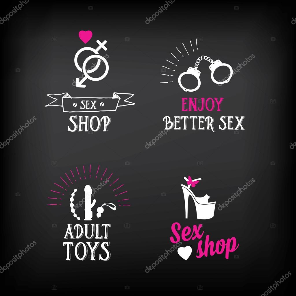 Sex shop logo and badge design. Vector illustration