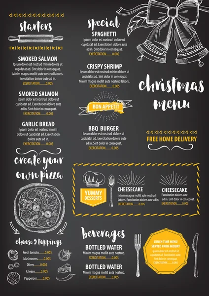 Fête de Noël invitation restaurant flyer — Image vectorielle
