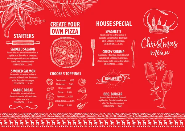 Noel partisi davetiyesi Restoran ilanı — Stok Vektör