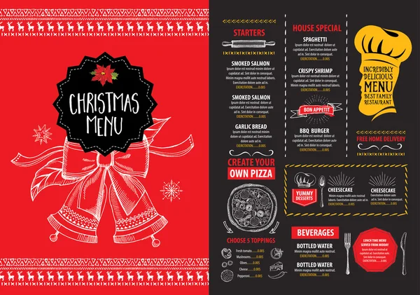 Fête de Noël invitation restaurant flyer — Image vectorielle