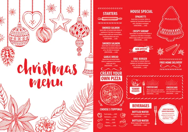 Χριστούγεννα κόμμα πρόσκληση εστιατόριο Φέιγ βολάν — Διανυσματικό Αρχείο