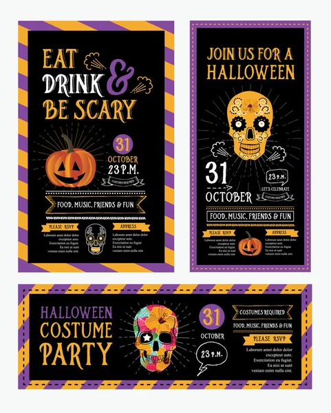 Halloween party invitation. Holiday cards. — Stock Vector