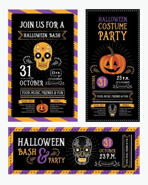 Halloween party invitation. Holiday cards. — Stock Vector