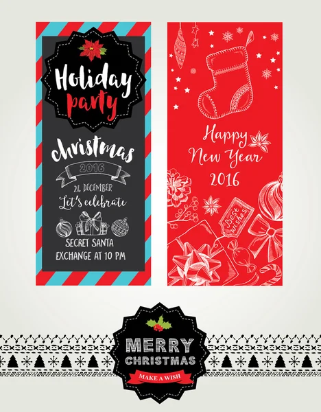 Invitaciones a fiestas navideñas. Tarjetas de vacaciones . — Vector de stock