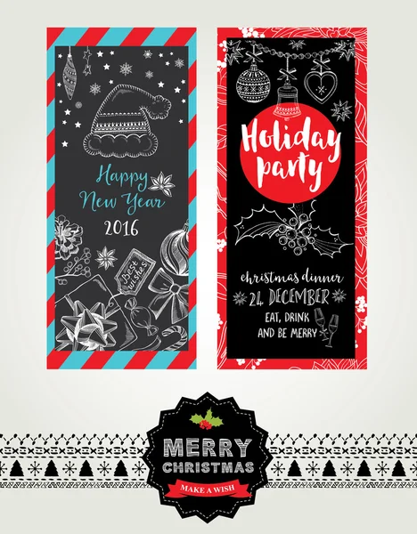 Invitaciones a fiestas navideñas. Tarjetas de vacaciones . — Vector de stock