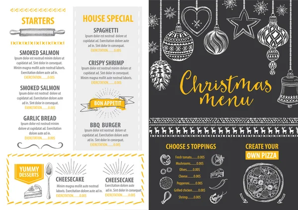Christmas menu brochure. Food flyer. — Stock Vector