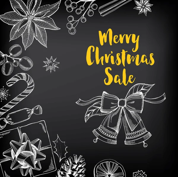 Christmas sale invitation flyer with graphic. — Stock Vector