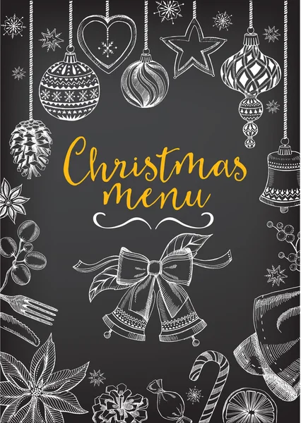 Christmas menu brochure. Food flyer. — Stockový vektor