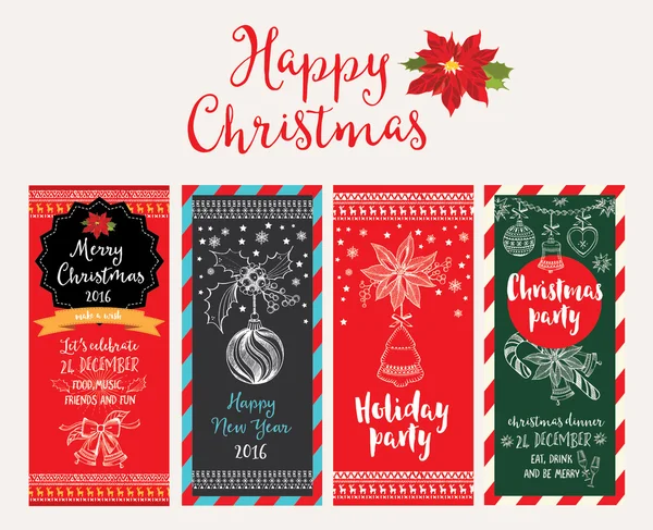 Christmas party invitations. Holiday cards. — Stock Vector