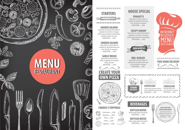 餐厅、 咖啡厅菜单，模板设计. — 图库矢量图片