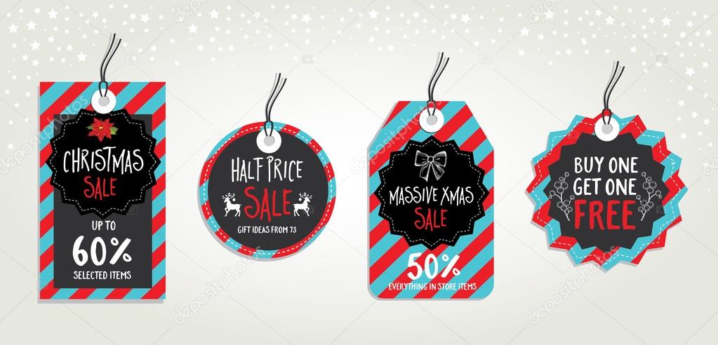 Vector christmas sale poster with toys. Holiday background and design banner. Vector banner with hand-drawn xmas graphic.