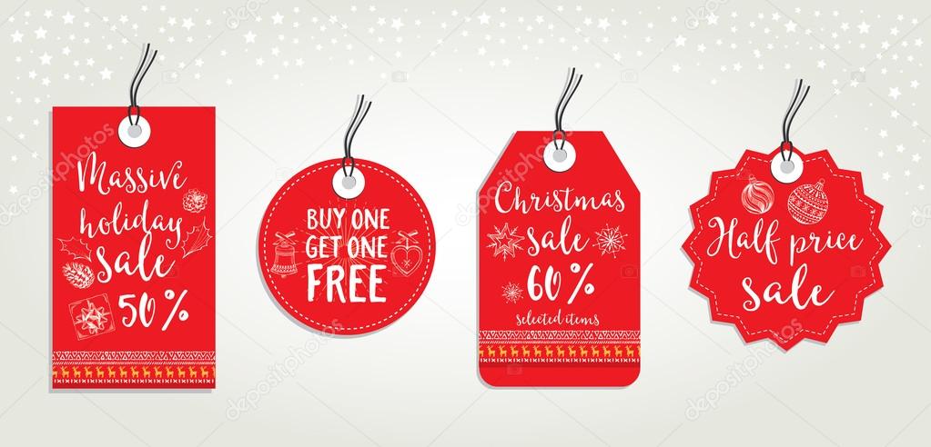Vector christmas sale poster with toys. Holiday background and design banner. Vector banner with hand-drawn xmas graphic.