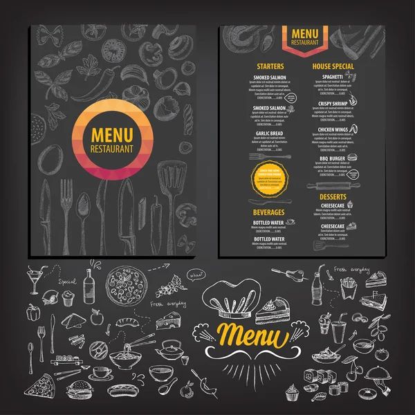 Restaurante menú cafetería, plantilla de diseño . — Vector de stock