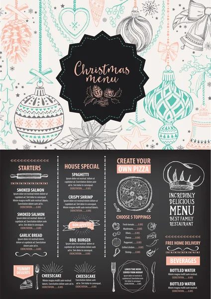 Christmas party invitation restaurant. — Stock Vector