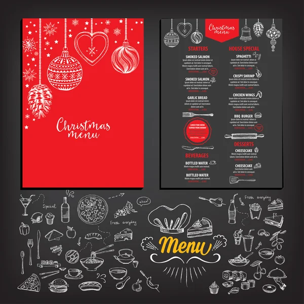 Fête de Noël invitation restaurant . — Image vectorielle