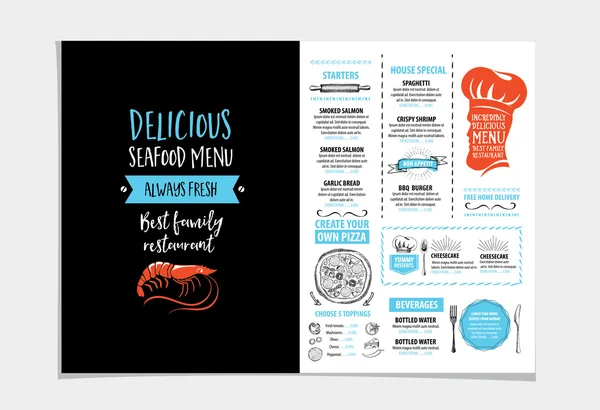 Folleto del restaurante, diseño del menú . — Vector de stock